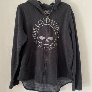 Women’s Harley Davidson fleece zipper hooded pockets jacket size 1W